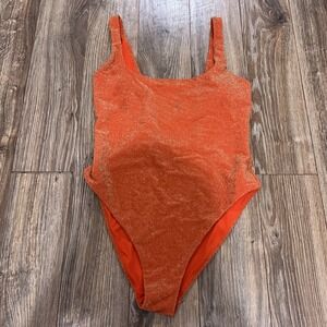 aerie Orange Shimmer One-Piece Swimsuit